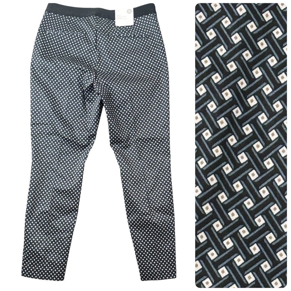 H&M Stretch Ankle Length Pants Womens 10 Navy Blue Office Academia Stretch